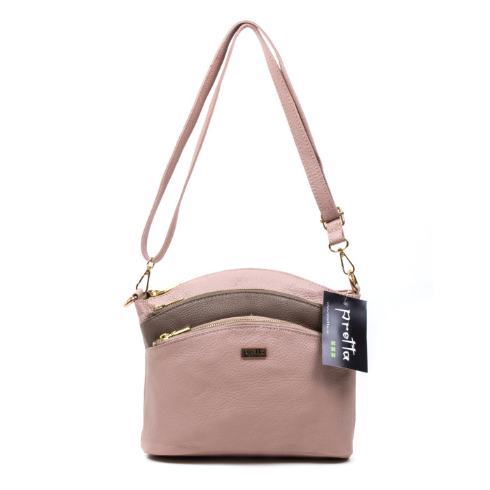 Geanta Piele PRETTA 015 Roz Pudra-Taupe