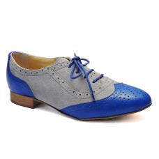 Pantofi dama Aleea Gri Velur cu Albastru